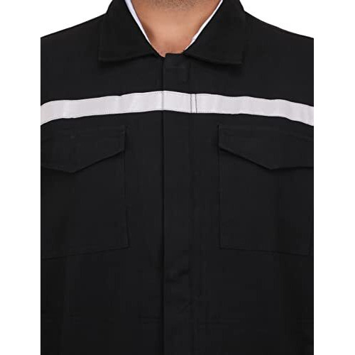 Club Twenty One Workwear Men's Safety Cotton Standard Length Jacket With Reflective Piping (Jkt_1008_Black_Xxl)