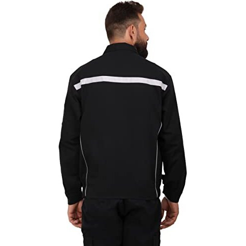 Club Twenty One Workwear Men's Safety Cotton Standard Length Jacket With Reflective Piping (Jkt_1008_Black_Xxl)