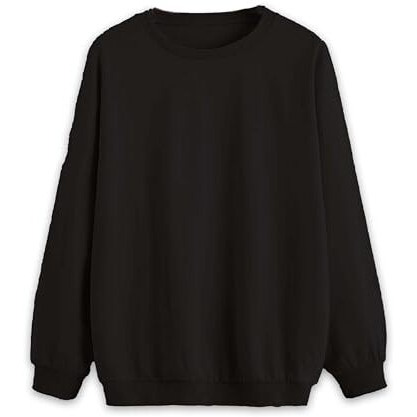 Mack Jonney Black Solid Round Neck Cotton Fleece Sweatshirt For Men-Vmack639213