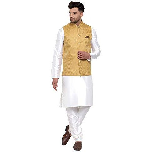 Jompers Mens Waistcoats/Nehru Jeckets. (Golden, L)