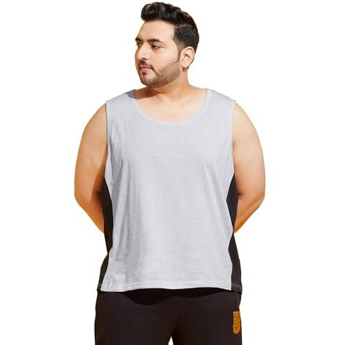 Bigbanana Plus Size Men's Regular Fit Solid Innerwear Vest (Snow-10,Grey,3Xl)