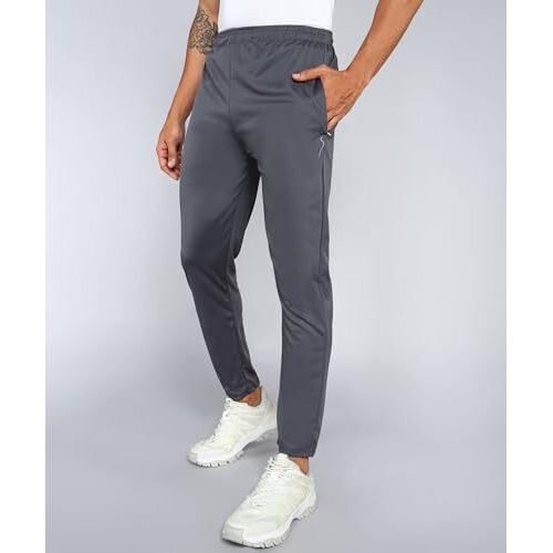 Shiv Textiles Men's Solid Lycra Full Elastic Regular Jogger Track Pant (Dark Grey-Large)