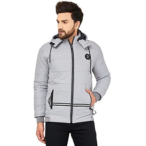 Ben Martin Men's Winter Nylon Standard Length Stylish Biker Casual Bomber Jacket Grey 2Xl