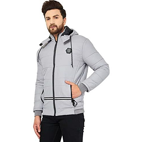 Ben Martin Men's Winter Nylon Standard Length Stylish Biker Casual Bomber Jacket Grey 2Xl
