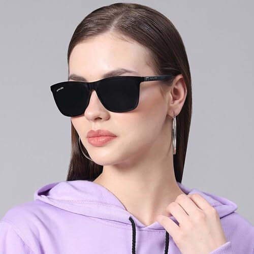 Royal Son Unisex Adult Square Sunglasses Black Frame, Black Lens (Large, Pack Of 1 - Polarized)