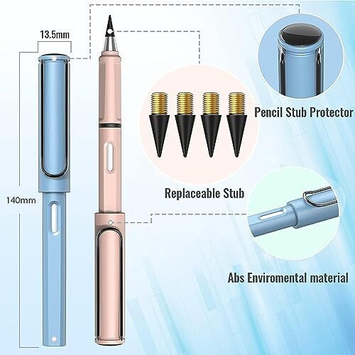 Hubture Everlasting Pencil Infinite Pencil, Infinity Pencil With Eraser, Inkless Magic Pencils, Portable Reusable Erasable Writing Pencil (4 Pcs) (Multicolor)