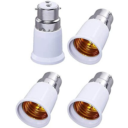Sichumaria B22 To E27 Bulb Converter Screw Bulb Holder Screw To Light Bulb Adapter Converter For Led Halogen Cfl Light Lamp(Copper, White, Pack Of 4)