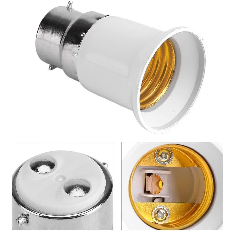 Sichumaria B22 To E27 Bulb Converter Screw Bulb Holder Screw To Light Bulb Adapter Converter For Led Halogen Cfl Light Lamp(Copper, White, Pack Of 4)