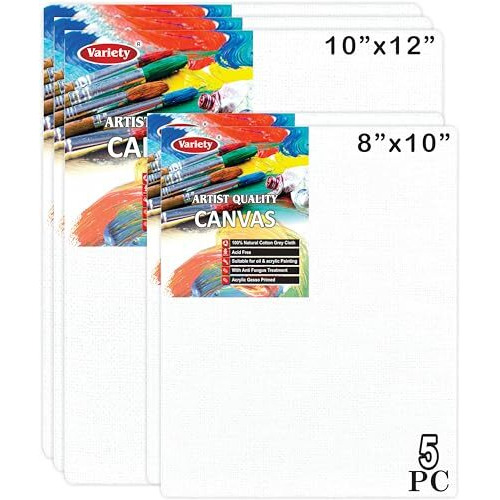 Variety Canvas 8 X 10 & 10 X 12 Inch Size, A4 Canvas Boards For Painting, Different Size Combo Pack, White Color