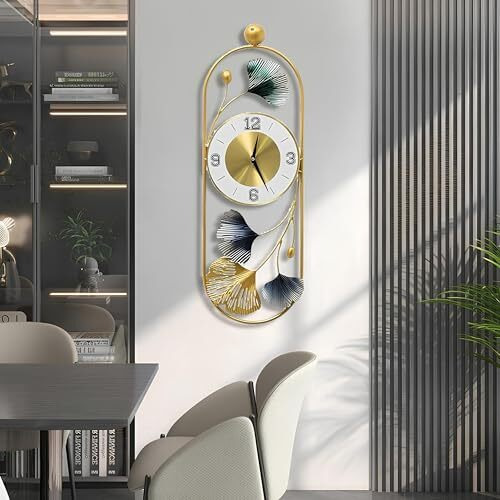 Limelight Decorative Metal Gingko Leaf Wall Clock Big Size, Wall Decoration Items For Living Room/Bedroom/Office/Hall