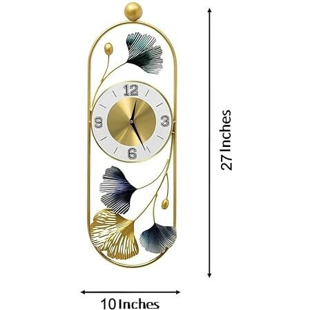 Limelight Decorative Metal Gingko Leaf Wall Clock Big Size, Wall Decoration Items For Living Room/Bedroom/Office/Hall