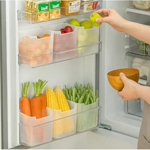 Skylike 6 Fridge Storage Boxes Multipurpose Containers For Storage Fridge Storage Containers Refrigerator Side Door Organizer For Fridge Kitchen Fruits, Vegetables Storage Containers - Transparent
