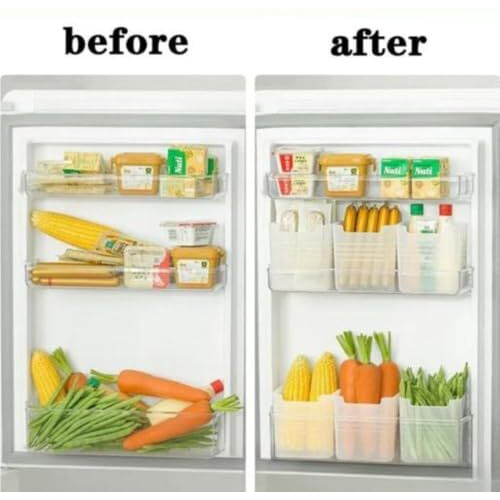 Skylike 6 Fridge Storage Boxes Multipurpose Containers For Storage Fridge Storage Containers Refrigerator Side Door Organizer For Fridge Kitchen Fruits, Vegetables Storage Containers - Transparent