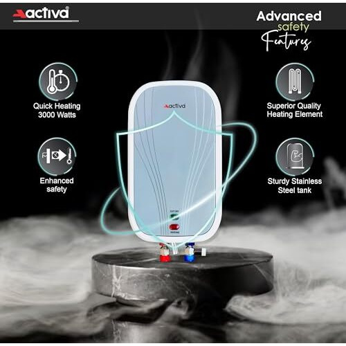 Activa 3 Litres Instant 3 Kva (0.8 Mm Thick) Special Anti Rust Coated 304L Pure Ss Tank Volcano Geyser Come With 5 Years Warranty