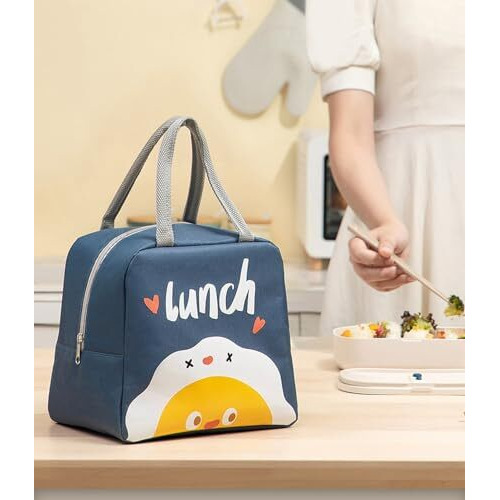 Wolpin Fabric Insulated Lunch Bags For Office Women, Men, Kids Travel Box/Tiffin/Storage Bag, College & School (Blue Egg), 7084 Ml