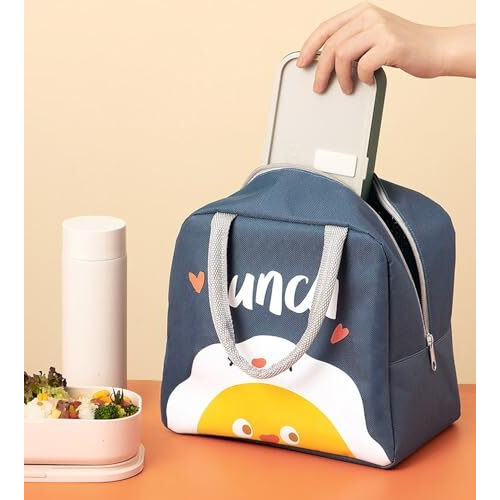 Wolpin Fabric Insulated Lunch Bags For Office Women, Men, Kids Travel Box/Tiffin/Storage Bag, College & School (Blue Egg), 7084 Ml