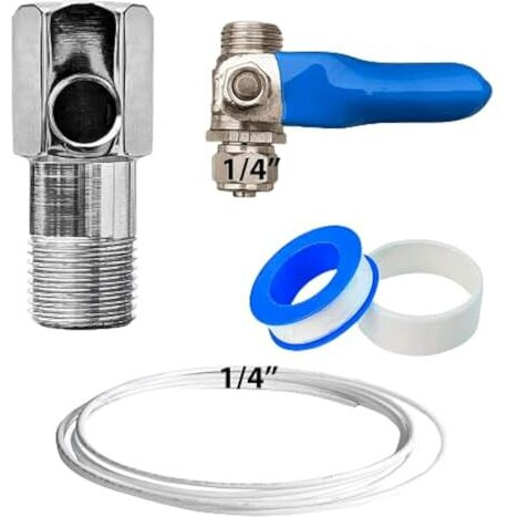 Konvio Neer Stainless Steel Inlet Valve/Connector, 1/4" (6Mm) Connection, Teflon Tape With 1/4" Pipe For Ro/Uv/Water Filter Purifier (Dv Set)