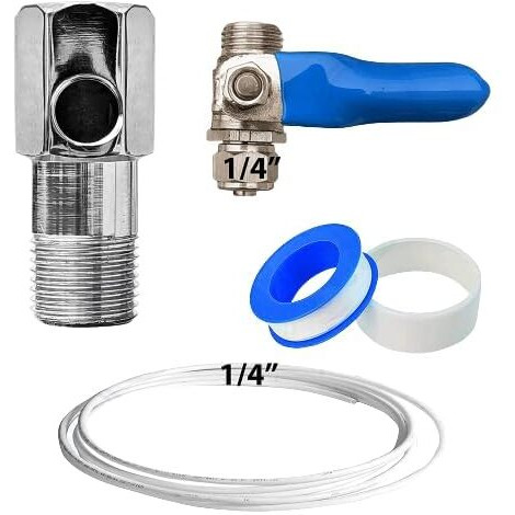 Konvio Neer Stainless Steel Inlet Valve/Connector, 1/4" (6Mm) Connection, Teflon Tape With 1/4" Pipe For Ro/Uv/Water Filter Purifier (Dv Set)