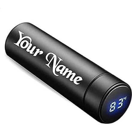 Aartisan Your Name Temperature Stainless Steel Water Bottle With Smart Lcd Touch Screen, Double Wall Vacuum Flask, Stay Hot & Cold For 24 Hrs (Matte Black-500Ml) Gym, Gift, Doctor, Outdoor Flask,