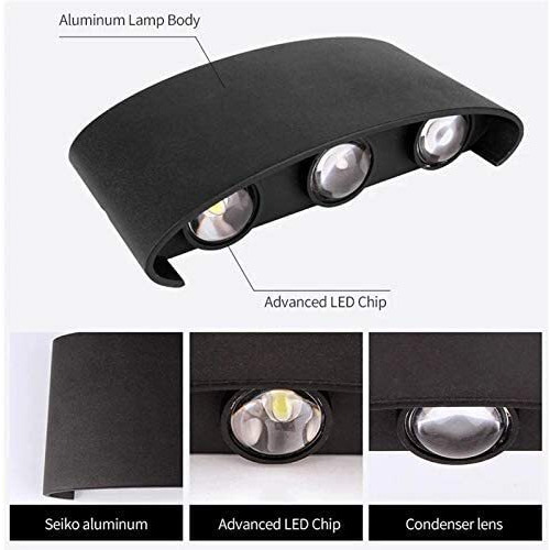 Groeien 6 Watts Led Waterproof Indoor/ Outdoor Up Down Wall Lamp (Warm White,Metal)