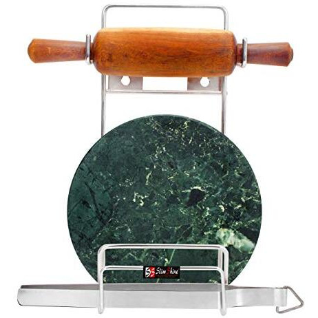 Slimshine Stainless Steel Rolling Pin Holder | Chakla Belan Stand With Hardware | Space-Saving Kitchen Organizer | Rust-Resistant & Easy Clean | For All Rolling Pin & Board Sizes