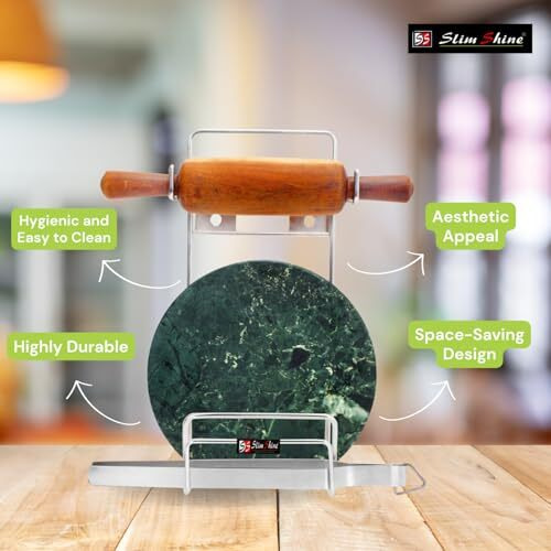 Slimshine Stainless Steel Rolling Pin Holder | Chakla Belan Stand With Hardware | Space-Saving Kitchen Organizer | Rust-Resistant & Easy Clean | For All Rolling Pin & Board Sizes