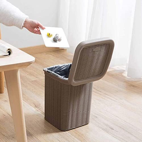 Parasnath Rattan Design (Brown Colour) Pedal Dustbin 7 Litre Modern Lightweight Dustbin For Home And Office Brown Colour - Made In India - Small Size 8Inchx8Inchx11Inch (Actual Price 799), Plastic