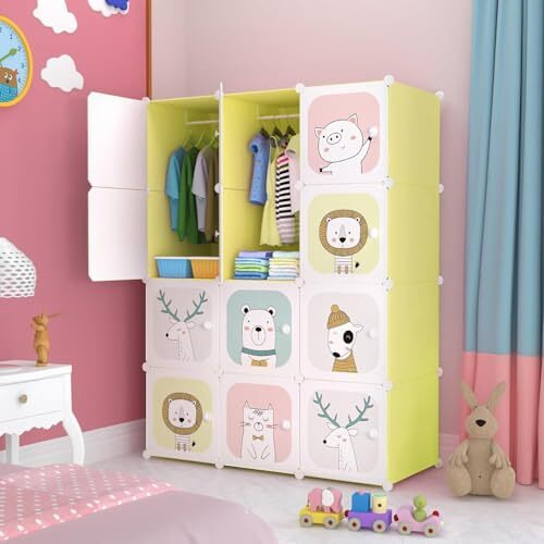 Sunderlook Plastic Wardrobe For Kids Clothes  12 Door Collapsible Wardrobe, Baby Cupboard, Cupboard For Kids, Baby Almirah For Clothes And Toys, Foldable Almirah For Clothes (Green Ktl2, 12 Door)