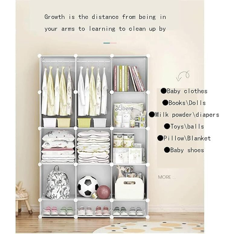 Sunderlook Plastic Wardrobe For Kids Clothes  12 Door Collapsible Wardrobe, Baby Cupboard, Cupboard For Kids, Baby Almirah For Clothes And Toys, Foldable Almirah For Clothes (Green Ktl2, 12 Door)