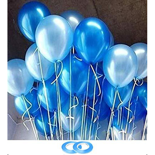 Amfin 10 Inch (Pack Of 50) Metallic Balloons Light Blue & Blue For Birthday Decoration, Decoration For Weddings, Engagement, Baby Shower, 1St Birthday, Anniversary Party, Theme Party, Office Party