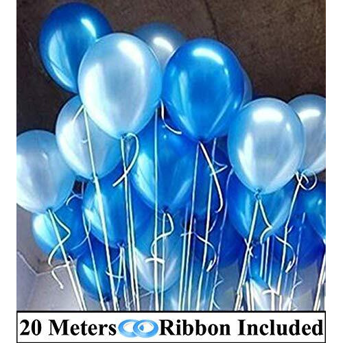 Amfin 10 Inch (Pack Of 50) Metallic Balloons Light Blue & Blue For Birthday Decoration, Decoration For Weddings, Engagement, Baby Shower, 1St Birthday, Anniversary Party, Theme Party, Office Party