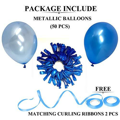 Amfin 10 Inch (Pack Of 50) Metallic Balloons Light Blue & Blue For Birthday Decoration, Decoration For Weddings, Engagement, Baby Shower, 1St Birthday, Anniversary Party, Theme Party, Office Party