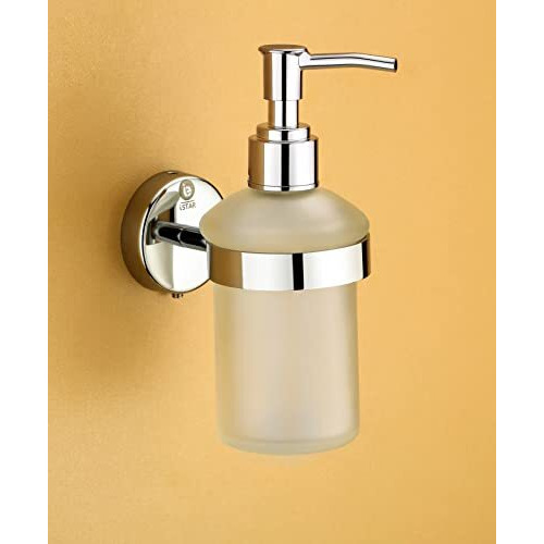 Istar Stainless Steel Stand Glass Bottle Liquid Soap, Shampoo, Hand Wash Dispenser 300 Ml Liquid, Gel, Conditioner, Soap, Sanitizer Stand, Shampoo Dispenser (Steel, Clear)