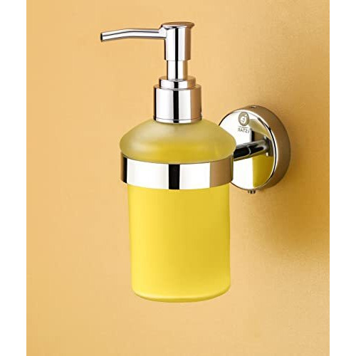 Istar Stainless Steel Stand Glass Bottle Liquid Soap, Shampoo, Hand Wash Dispenser 300 Ml Liquid, Gel, Conditioner, Soap, Sanitizer Stand, Shampoo Dispenser (Steel, Clear)