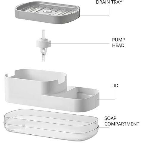 Silencio Plastic Soap Dispenser For Kitchen And Bathroom - Countertop Pump For Liquid Dish Soap - Addy Sink Soap Holder