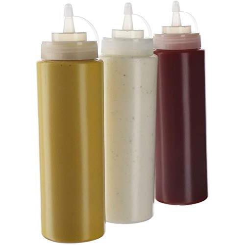 Zollyss Plastic Squeeze Bottle Ketchup Mustard Honey Oil Sauce Dispenser Bottle, White, 650Ml (3 Pcs)