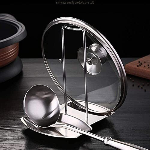 Zollyss Spoon Rest And Pot Lid Holder, Stainless Steel Pan Pot Cover Lid Rack Shelf Stand Holder Spoon Holder Utensil Rest Stove Organizer Storage Soup Spoon Rests Kitchen Tool
