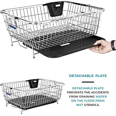 Plantex Stainless Steel Drying Rack -Vessel,Dish,Utensil Drainer Basket/Dish Drying Rack With Drainer/Plate Stand/Basket For Utensils (Size-56X43X23Cm)