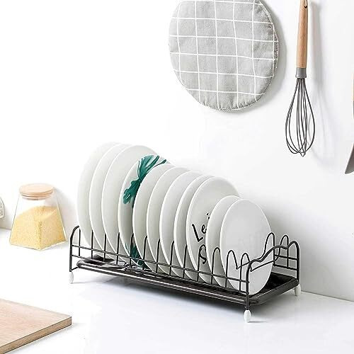 Homecloud Stainless Steel Plate Rack | Transform Your Kitchen With Our Exquisite Drainer Collection For Elevated Organization And Style, Black