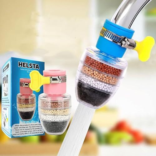 Helsta Activated Carbon Faucet Water Filters Universal Interface Home Kitchen Faucet Tap Water Tap Filter Multilayer Clean Purifier Filter Cartridge Five Layer Water Filter