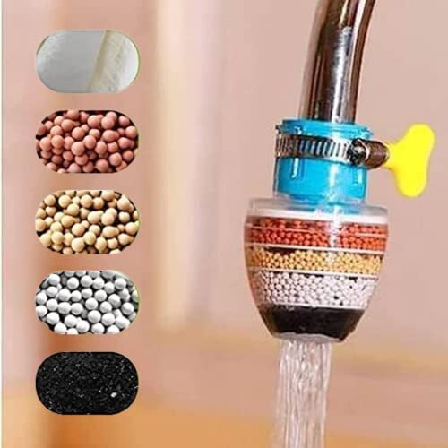 Helsta Activated Carbon Faucet Water Filters Universal Interface Home Kitchen Faucet Tap Water Tap Filter Multilayer Clean Purifier Filter Cartridge Five Layer Water Filter