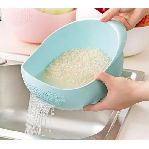 Mosquick Big Size Rice Strainer Chalni For Kitchen, Colander For Kitchen, Rice Drainer Sieve Kitchen Vegetable Washing Basket Strainer Bowl Channi For Fruits Vegetable Rice Pasta