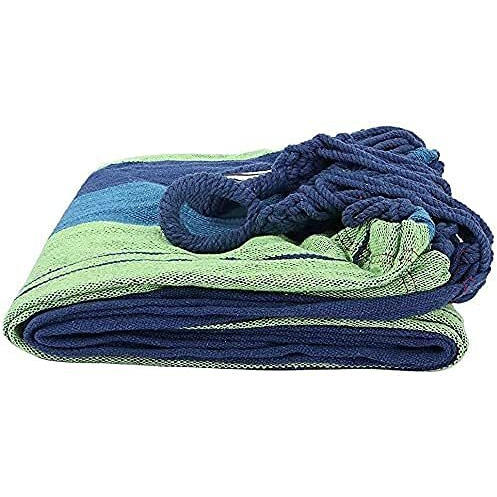 Dipdey Portable Swing Cotton Stripe With Strong Hammocks Rope Beach Sleeping Bed Backpack Spreader Bar Tree Hanging For Travel Garden Striped Ultralight Outdoor Jula Camping Hammock (Multicolor)-Set 1