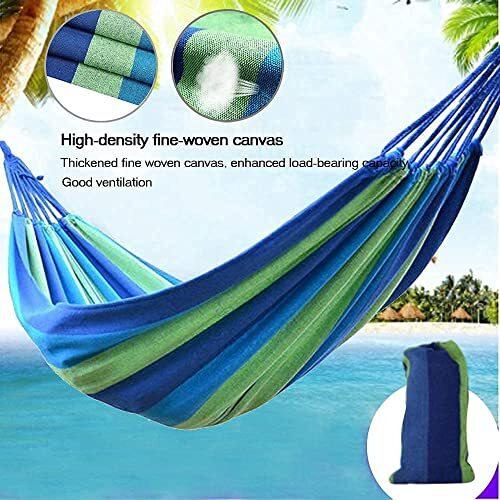 Dipdey Portable Swing Cotton Stripe With Strong Hammocks Rope Beach Sleeping Bed Backpack Spreader Bar Tree Hanging For Travel Garden Striped Ultralight Outdoor Jula Camping Hammock (Multicolor)-Set 1
