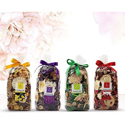 Aura Decor Premium Potpourri Flowers Home Fragrance Pack Of 4 (150 Gm Each) (Rose) (Jasmine) (Lavender)(Lemongrass)