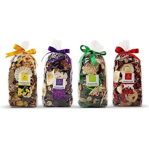 Aura Decor Premium Potpourri Flowers Home Fragrance Pack Of 4 (150 Gm Each) (Rose) (Jasmine) (Lavender)(Lemongrass)