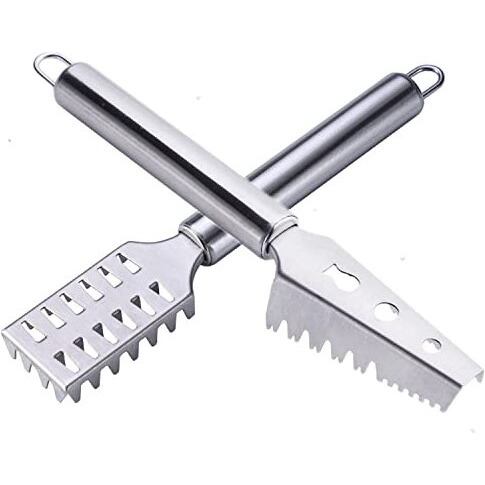 Sichumaria 2Pcs Fish Scale Remover Scraper Cleaning Tools Skin Remover Stainless Steel Sawtooth Brush Machine For Kitchen Scaler Cutting Knife