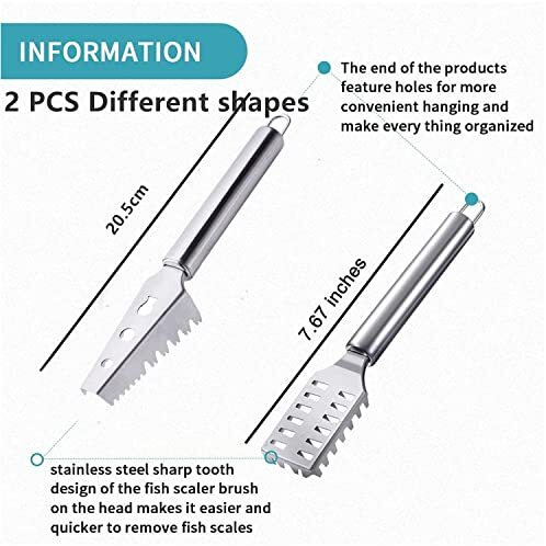 Sichumaria 2Pcs Fish Scale Remover Scraper Cleaning Tools Skin Remover Stainless Steel Sawtooth Brush Machine For Kitchen Scaler Cutting Knife