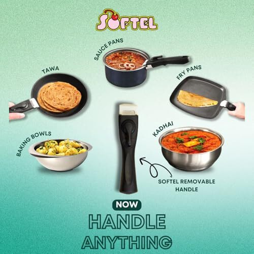 Softel Great Kitchen Concepts Softel Pull Handle Multipurpose/Removable Handle For Kitchen Cookware - Uncoated Detachable Pan And Pot Dismountable Clip Grip (1 Pc) | All-In-One