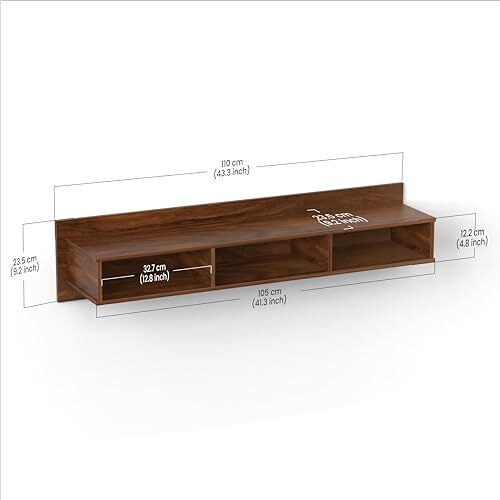 Bluewud Coober Engineering Wood Wall Mount Tv Entertainment Unit Set Top Box Stand/Tv Cabinet With Shelves For Books & Dcor Display Unit Large Upto 50 Inches (Brown Maple)